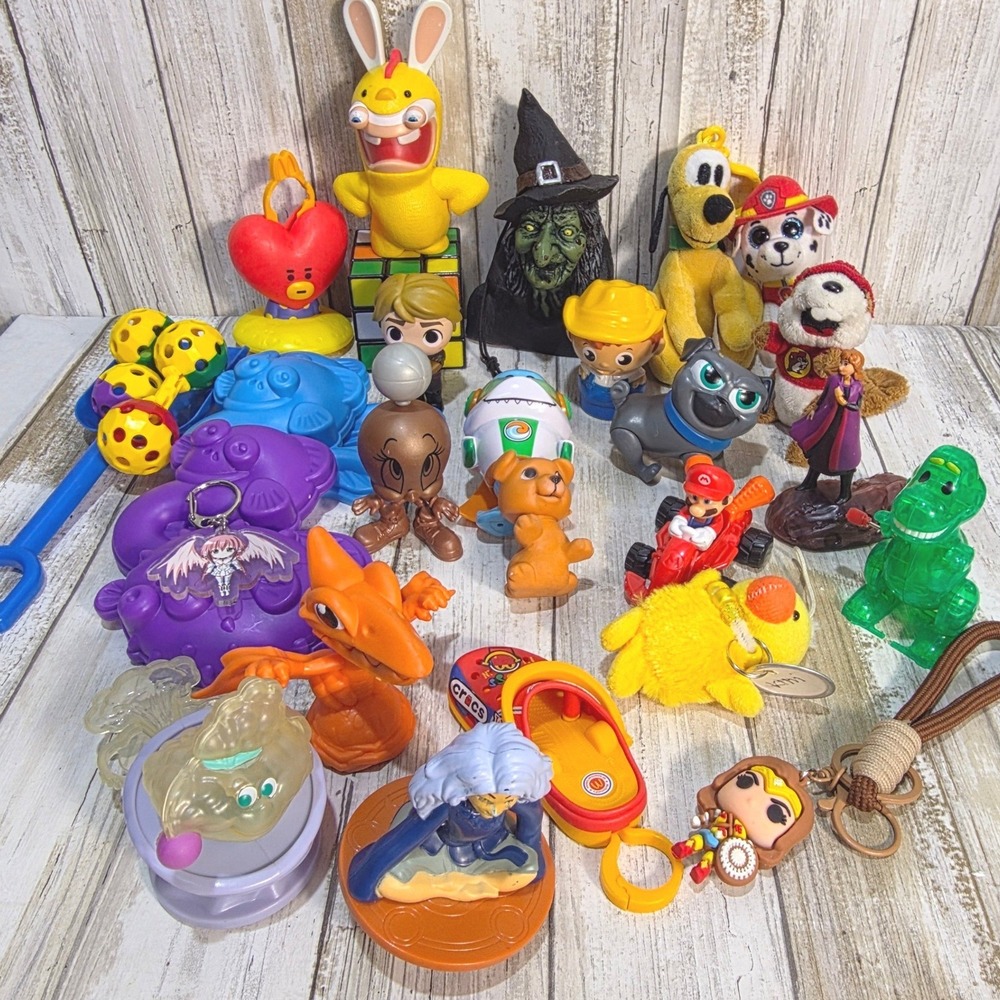 Mixed Toy Lot 29pc Mario Disney Pokemon Wonder Woman Rabbids Figures Plush